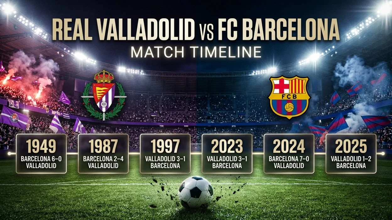 Real Valladolid vs FC Barcelona Timeline